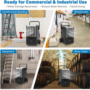 Industrial Dehumidifier with 4 Wheels - White by Costway