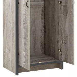 Oak 3 Piece Set 2 Door Wardrobe 4 Drawer Cabinet Bedside Table - Grey by Wyld and Coco