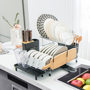 2-Tier Detachable Dish Rack - Black by Costway