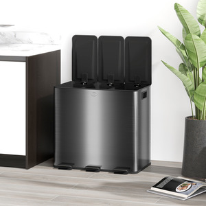 HOMCOM 15L Triple Kitchen Bin with Removable Inner Buckets by HOMCOM