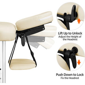 3 Fold Professional Massage Bed with Headrest - Cream by Yaheetech
