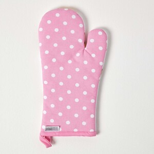 Birds and Flowers Pink Cotton Oven Glove - Pink by Homescapes