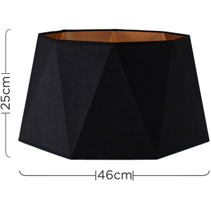 Modern Black And Copper Geometric Design Floor Lamp Shade - Black by ValueLights