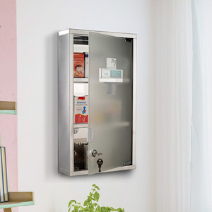 Stainless Steel Wall Mounted Medicine Cabinet - Silver by HOMCOM
