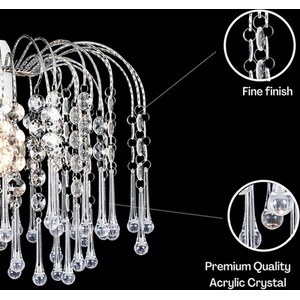 Tear Drop Acrylic Crystal Light Shade - Chrome, Clear by Klass Home Collection