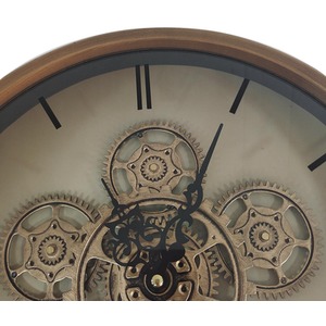 Vanity Living Round Glass Front Gear Wall Clock - Gold / 36cm by Vanity Living