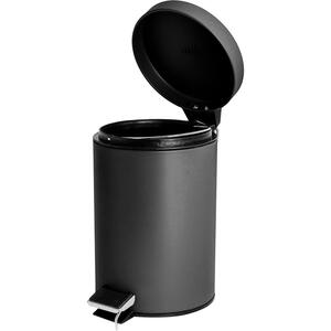 Matt Round Stainless Steel Toilet Brush Bin Set - Matte Black by Harbour Housewares