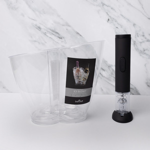 2pc Barware Set Acrylic Double Sided Drinks Pail and Electric Corkscrew - Clear by BarCraft