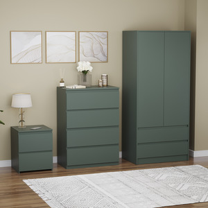 Denver Bedroom Set (2 Drawer Bedside, 4 Drawer Chest, 2 Door 2 Drawer Wardrobe) by Vida Designs