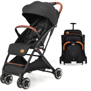 One-Hand Folding Compact Stroller - Black by Costway