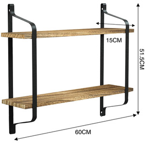 2-Tier Floating Wall Shelves - Brown by Livingandhome