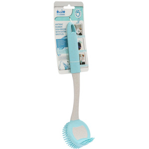 Pro Clean Anti-Bacteria Rubber Dish Brush with Extra Bristles - Blue by JVL