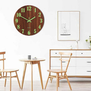 Wooden Luminous Quartz Non-Ticking Clock - Brown by Livingandhome