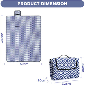 Picnic Large Beach Mat and Camping Outdoor Rug - Blue / 150cm