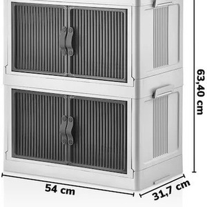 Collapsible Closet Organizers with Foldable Plastic Storage Boxes - White / 2 box without wheels by Woohoo Furniture