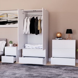 Denver Bedroom Set (2 Drawer Bedside, 3 Drawer Chest, 2 Door 2 Drawer Wardrobe) by Vida Designs