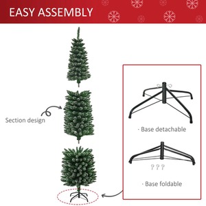 HOMCOM Artificial Snow Dipped Christmas Tree Xmas Pencil Tree - Green / 6.5ft
