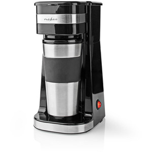 Single Serve Coffee Maker and Travel Mug - Silver / 400ml by Nedis