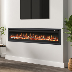 Wall-Mounted, Recessed, and Freestanding Electric Fireplace - Black / 203.2cm by Livingandhome