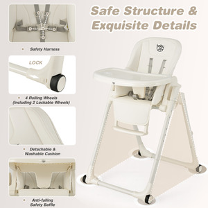 4-in-1 Baby High Chair Foldable Feeding Chair - White by Costway