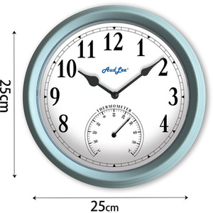 Pololio Wall Clock with Thermometer - Pastel Blue by Audlee