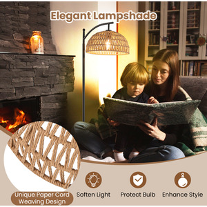 63 Inches Arc Floor Lamp - Black by Costway