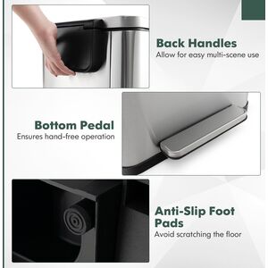 2Pcs Kitchen Rubish Bin - Silver by Costway