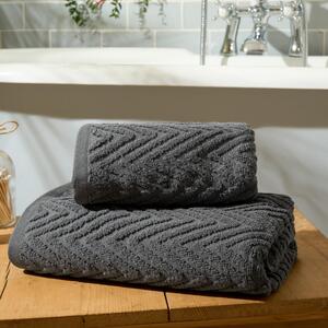 Pack Of Chevron Geo Jacquard Cotton Bath Towel by OHS