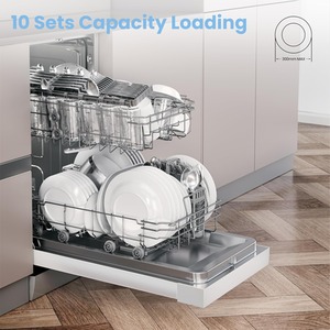 Comfee 10-Place Independent Dishwasher with 6 Wash Programs - White by Comfee