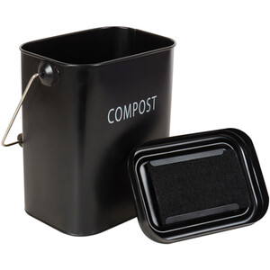 Malmo Compost Bin with Wood Handle - Black