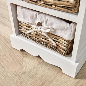 Home Source Lichfield 4 Willow Basket Drawer Chest Storage Unit - White by Home Source