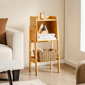 Bedroom Nightstand Storage Shelving Unit - Brown by Costway
