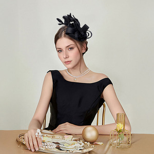 Bows Feathers Headband Hair Accessory - Black by komore