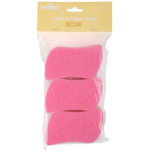 Pack of 3 Cellulose Triple Layer Sponges - Pink
