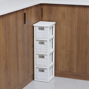 Lopera Rattan Basket 4 Drawer Tower Storage Unit - White by Home Source