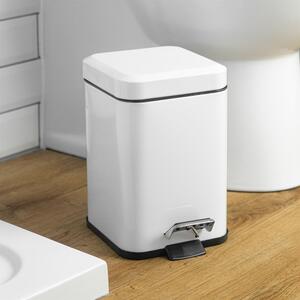 Square Stainless Steel Bathroom Pedal Bin - White by Harbour Housewares