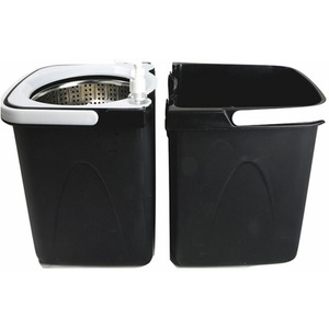 Black Spin Mop And Bucket With 3 Microfibre Heads - Black by Gr8 Home