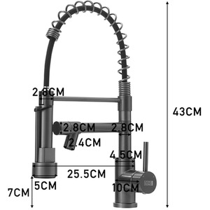 Kitchen Tap with Pot Filler and Pull-Down Spring Nozzle - Grey by Livingandhome