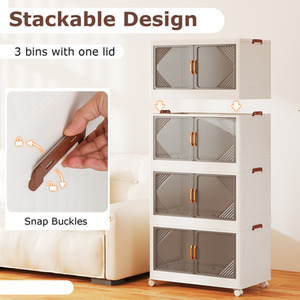 284L Folding Storage Bins with Lid - White by Costway