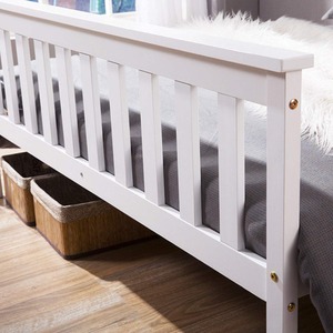 Solid Pine Wooden Bed Frame - White / Double by Abrihome