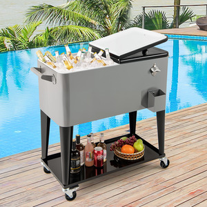 Rolling Ice Chest - Grey by Costway