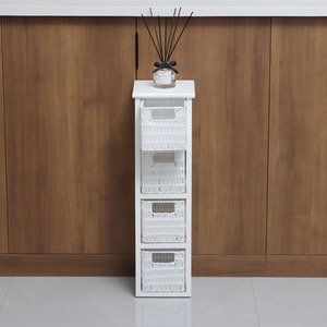 Lopera Rattan Basket 4 Drawer Tower Storage Unit - White by Home Source