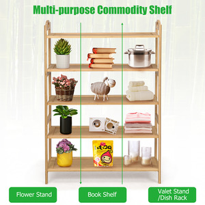 5-Tier Shoe Rack Free Standing Shoe Shelf - Brown by Costway