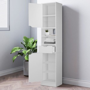 Wooden Tall 2 Door 1 Drawer Shelves Bathroom Cabinet Storage Unit Modern by URBNLIVING