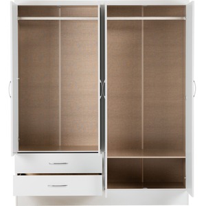 Nevada 4 Door 2 Drawer Mirrored Wardrobe Bedroom Set - White Gloss by Seconique