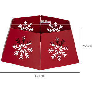 HOMCOM Hexagon Christmas Tree Collar with Hollow Snowflake Patterns - Red by HOMCOM