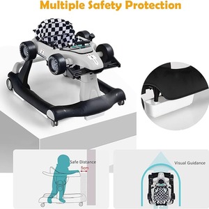 4-in-1 Baby Walker Foldable Activity Push Walker - White by Costway