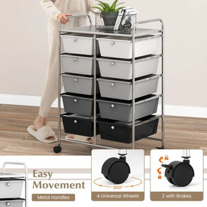 10-Drawer Storage Cart Rolling Cart - Black Gradient by Costway