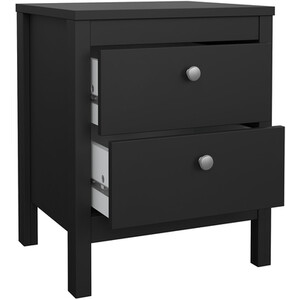 Madrid 3 Piece Bedroom Set - Matt Black / 1 x 2-drawer bedside table, 1 x 5-drawer chest of drawers and 1 x 3-door wardrobe