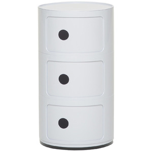Round Beside Table Filling Cabinet Chest Unit Stockable - White / 3 by Livingandhome